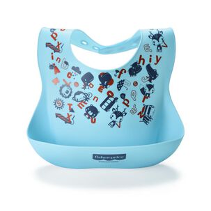 Babero De Silicona Fisher Price Yummy Azul Bb1185