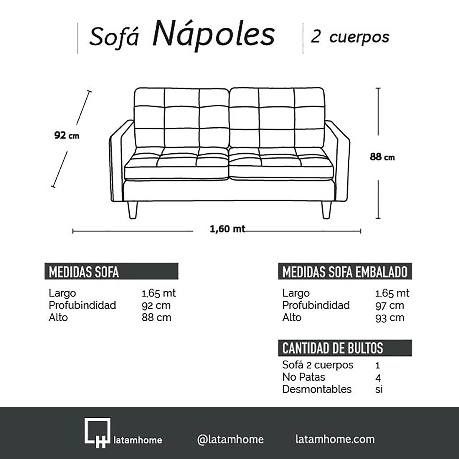 Sofa Napoles 2 Cuerpos Tela Velvet Beige image number 3.0