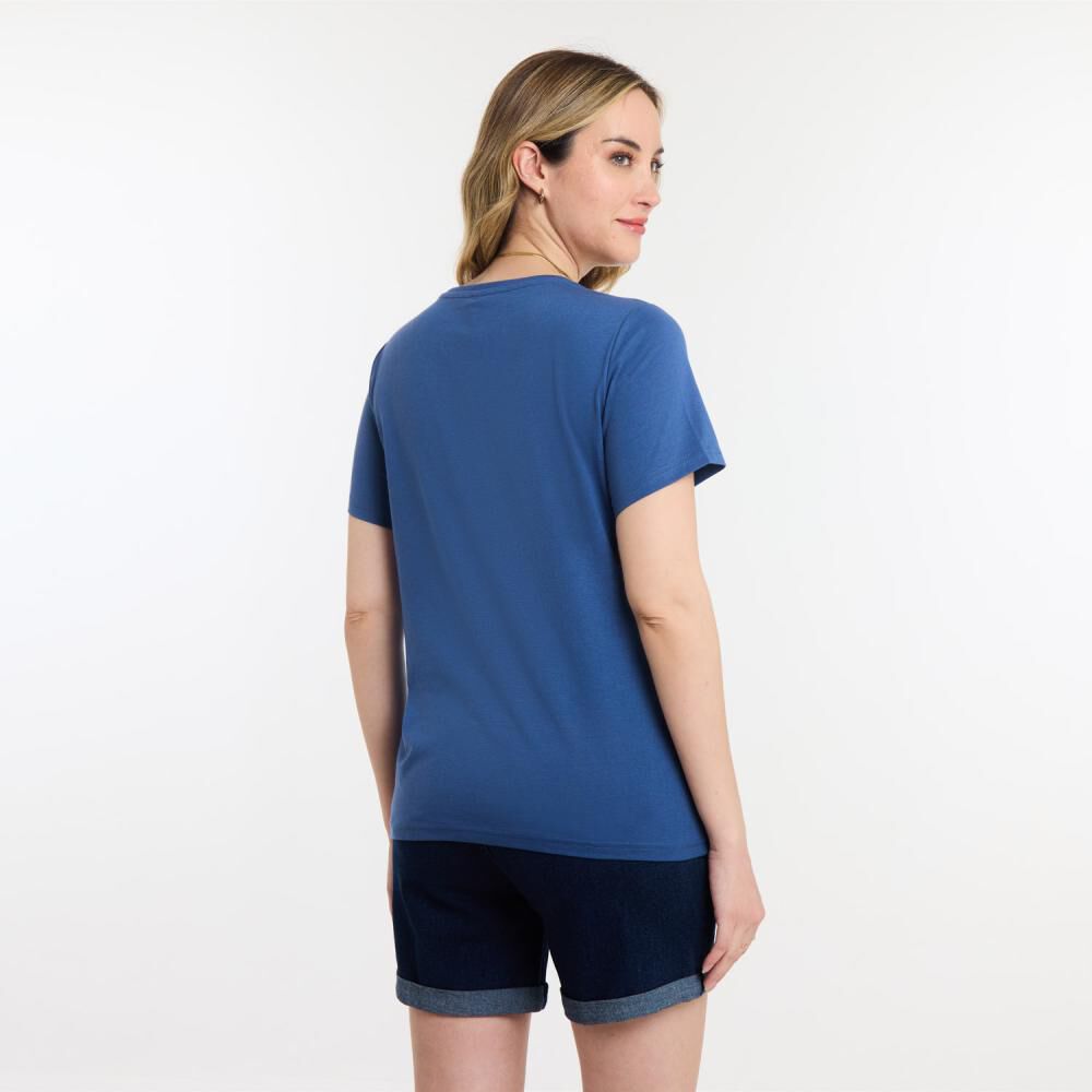 Polera Lisa Estampado Delantero Manga Corta Cuello Redondo Mujer Geeps image number 3.0