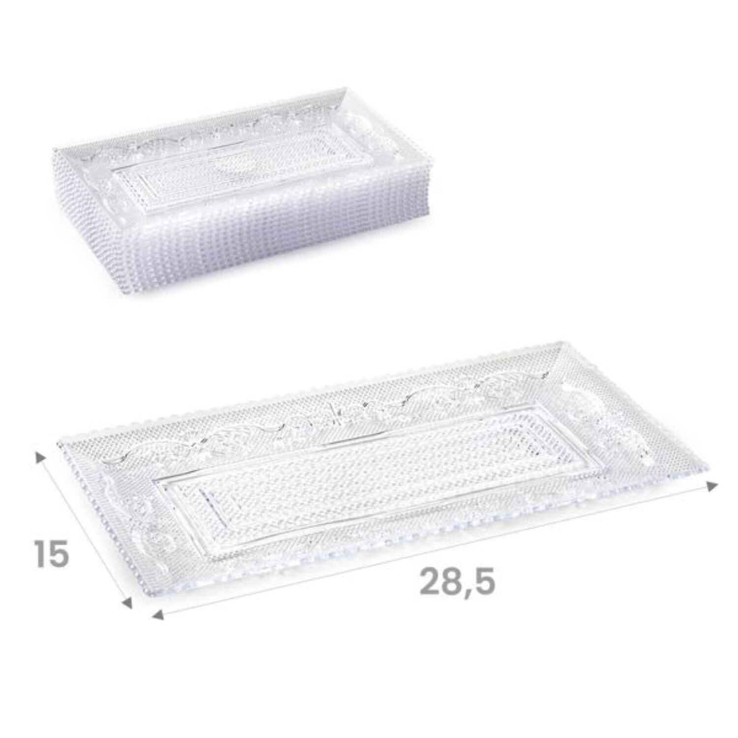 Bandeja Rectangular Crystal 15x28,5 Cm Transparente Plastico image number 0.0
