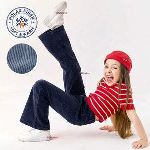 Calza Pantal&oacute;n Palazzo Ni&ntilde;a Polar Con Chiporro Elasticada T&eacute;rmica Navy Blue