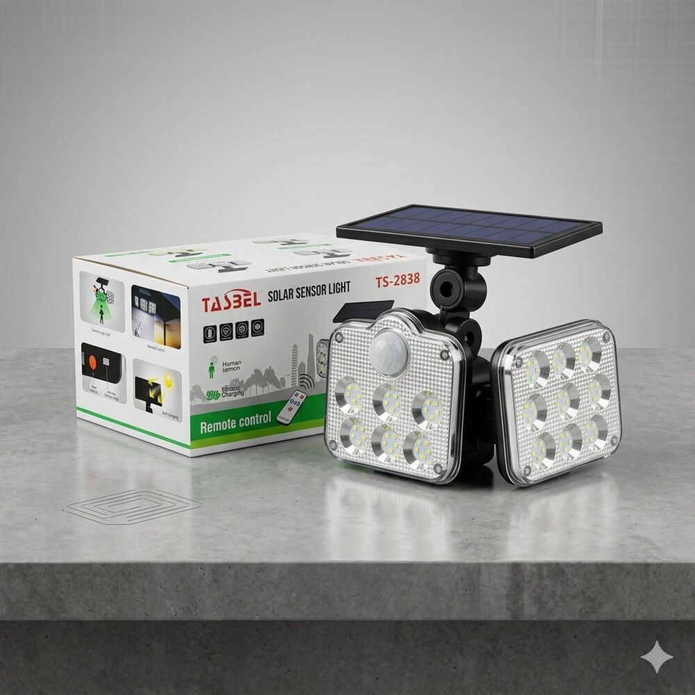 Luz Solar Foco Triple Cabezal Con Sensor De Movimientos image number 5.0