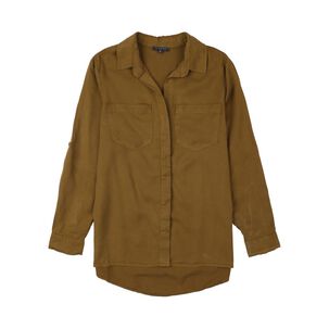 Blusa Lisa Abotonada Lyocell Manga Larga Cuello Camisero Mujer Kimera