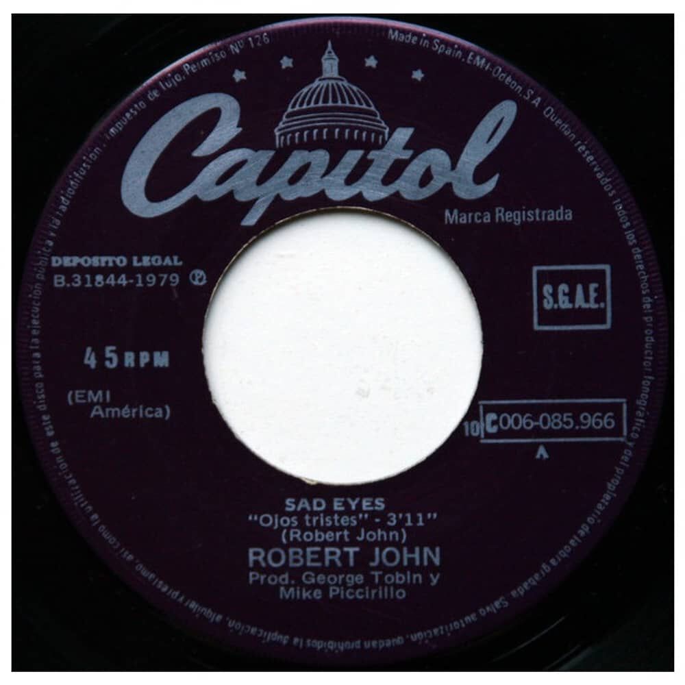 Robert John - Sad Eyes/ojos Tristes | 7" Single Vinilo Usado image number 2.0