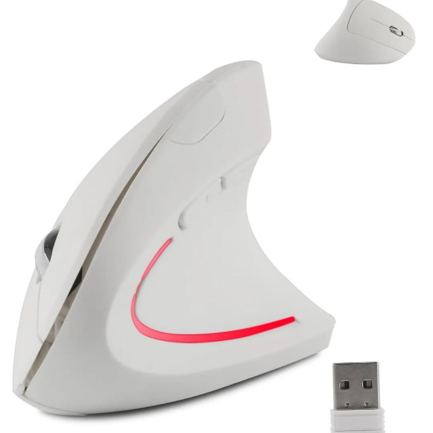 Rat&oacute;n Vertical Inal&aacute;mbrico Mouse Usb Recargable Blanco image number 0.0