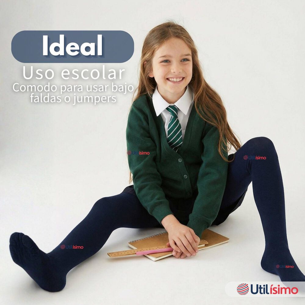 Pack 3 Panty Ballerinas Elasticadas Escolares Ni&ntilde;a Algod&oacute;n Azul image number 8.0