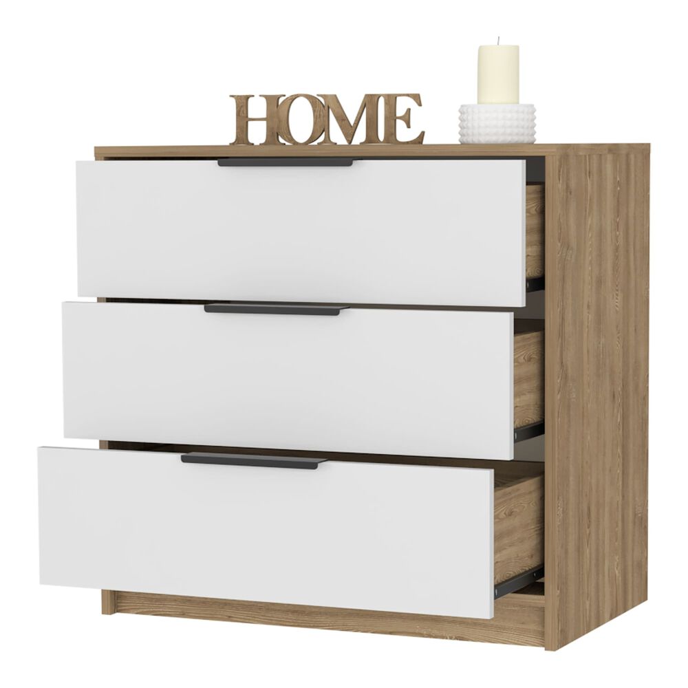 Comoda 3 Cajones Fm-001o - Cafe Oscuro Y Blanco image number 2.0