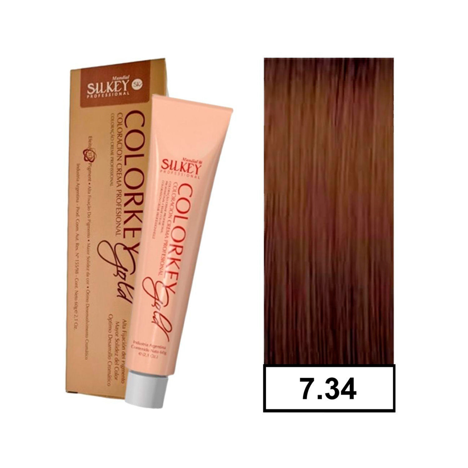 Colorkey Gold - Tintura Permanente Efecto 3d Pigment 60gr + Oxidante - 7.34 Rubio Mediano Dorado Cobrizo image number 0.0