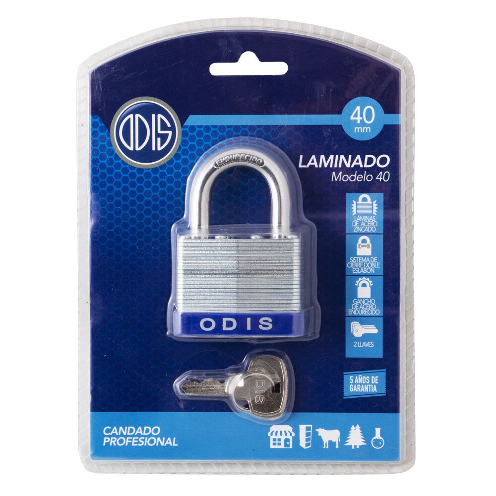 Candado Laminado Odis 40mm Acero Zincado image number 7.0