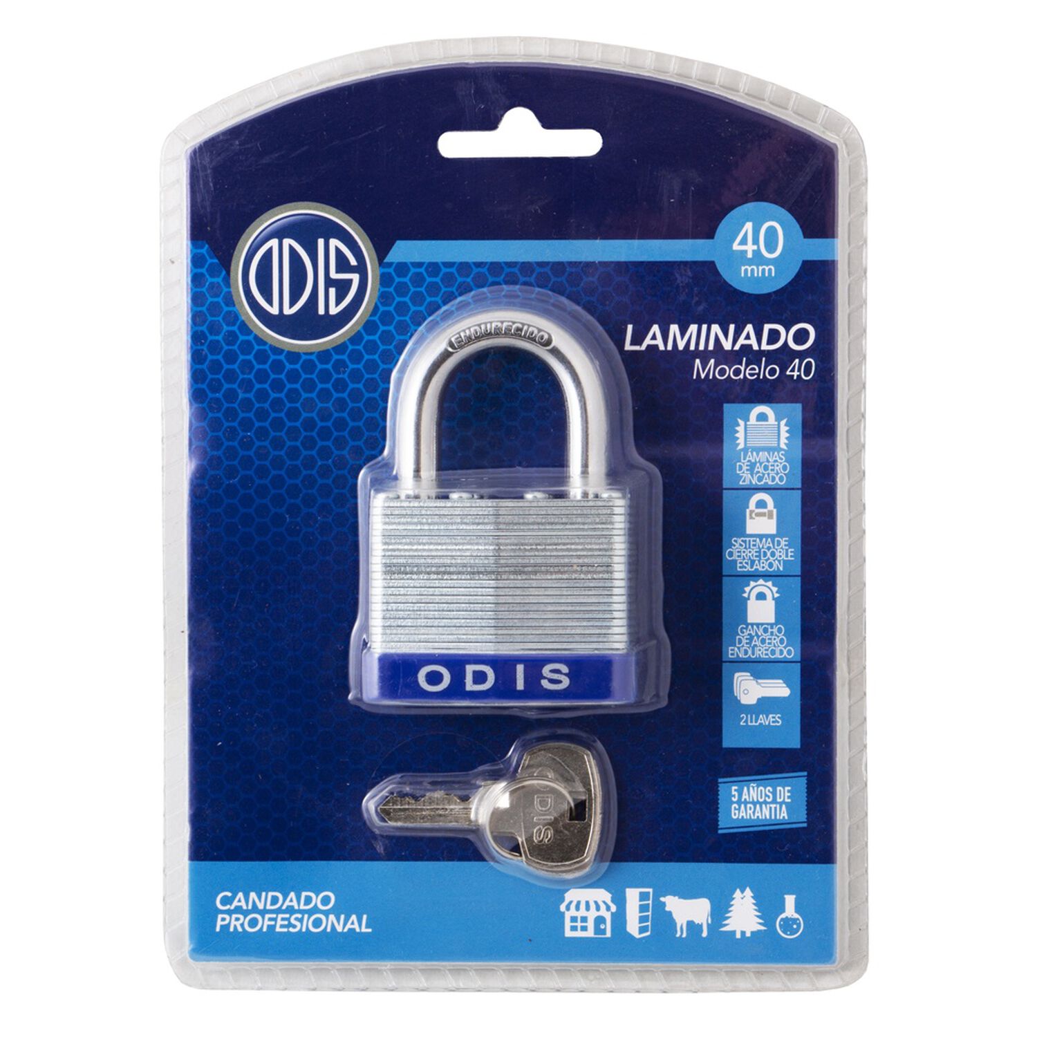 Candado Laminado Odis 40mm Acero Zincado image number 7.0