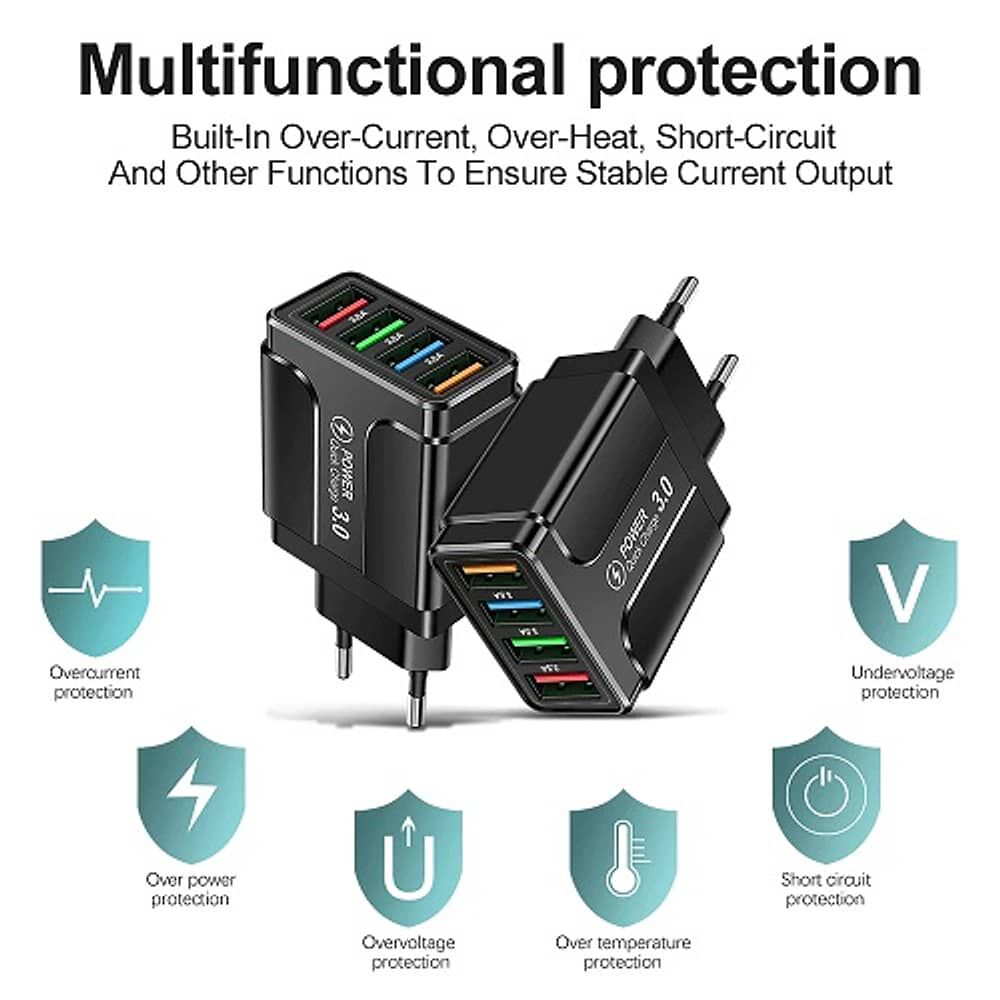 Cargador De Pared Para Celular 4 Usb 3,5 Amp Carga Rapida Telefonos Smarphone Total Sin Cable image number 1.0
