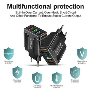 Cargador De Pared Para Celular 4 Usb 3,5 Amp Carga Rapida Telefonos Smarphone Total Sin Cable