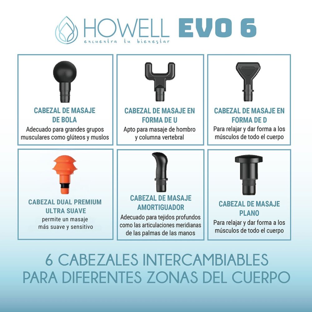 Pistola Masajes Howell Evo 6 Masajeador Muscular Port&aacute;til image number 3.0