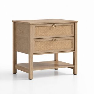 Velador Duna Rattan Ancho Con Cajones De Rat&aacute;n