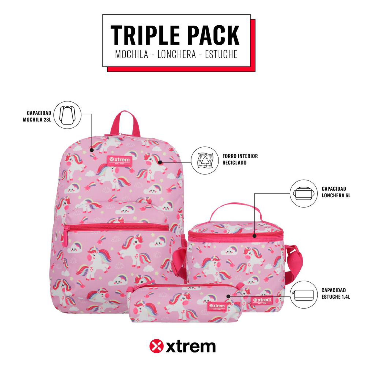 Triple Pack 5xt Mochila Ni&ntilde;o Xtrem image number 6.0