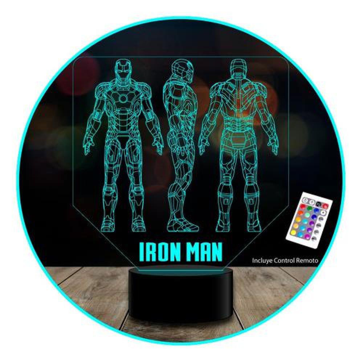 L&aacute;mpara 3d Triple Iron Man Marvel Avengers Acrilico image number 0.0