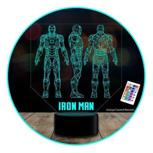 L&aacute;mpara 3d Triple Iron Man Marvel Avengers Acrilico