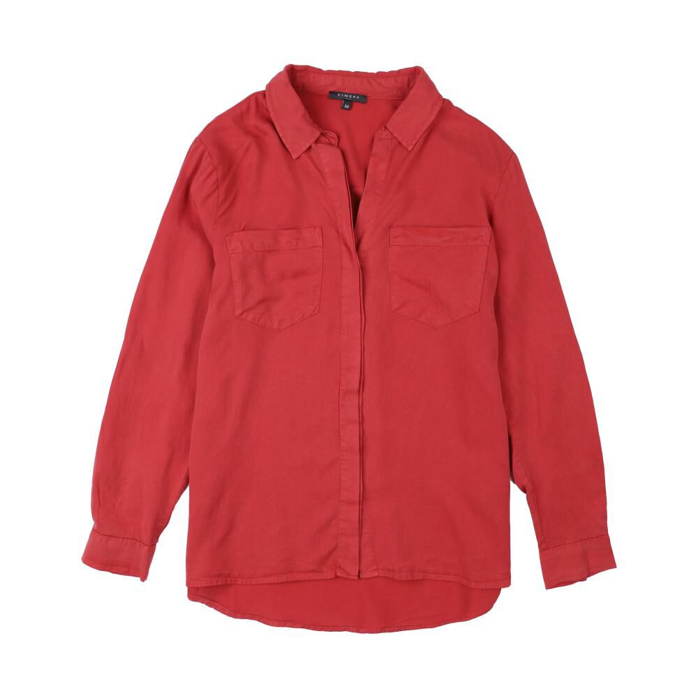 Blusa Lisa Abotonada Lyocell Manga Larga Cuello Camisero Mujer Kimera image number 0.0