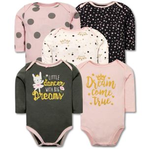Pack 5 Bodys Ni&ntilde;a Manga Larga Tedmimak 100% Algod&oacute;n Ballet Dreams
