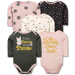 Pack 5 Bodys Ni&ntilde;a Manga Larga Tedmimak 100% Algod&oacute;n Ballet Dreams