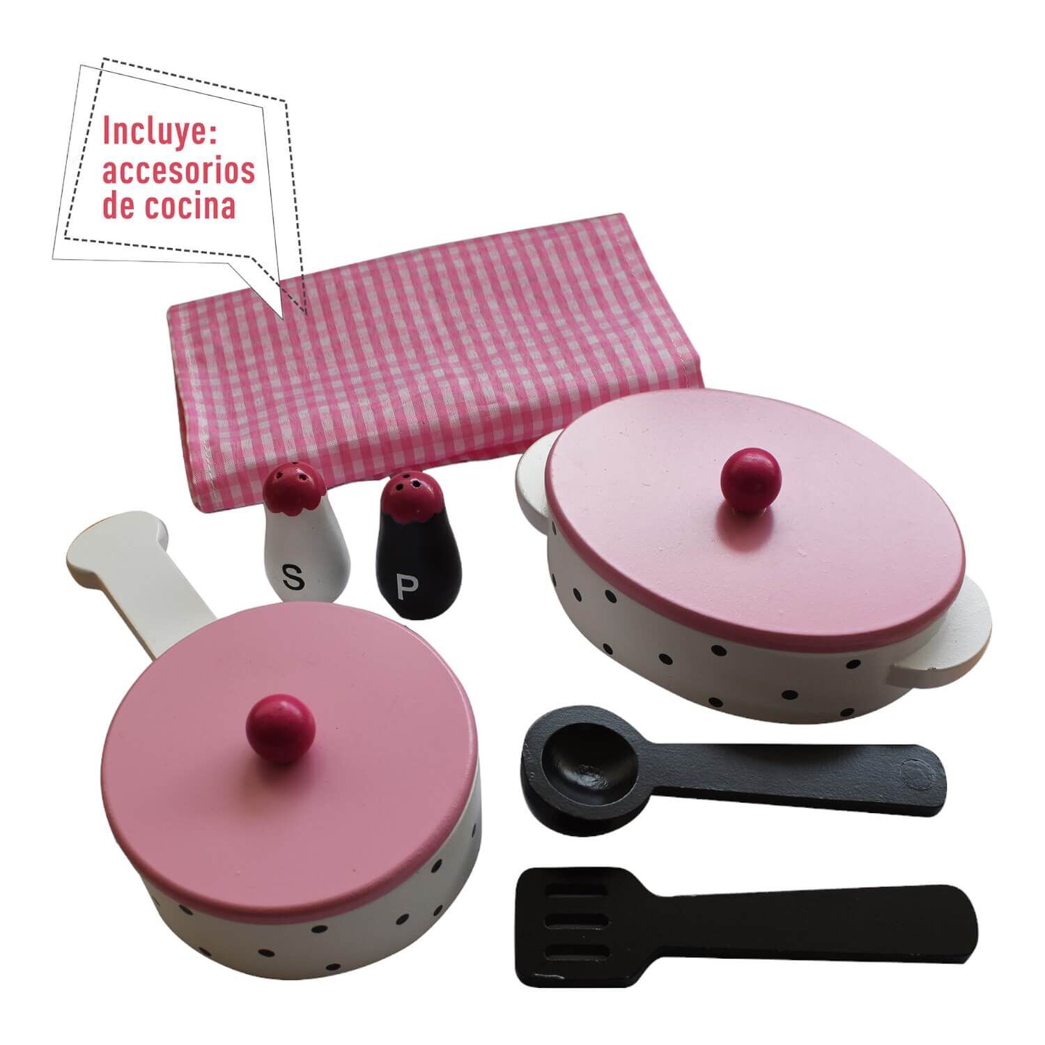 Cocina De Madera Rosada + Accesorios 43,5x23,5x70 Gamepower image number 4.0