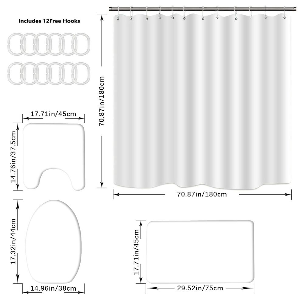 Juego De Ba&ntilde;o Set De 4 Piezas Cortina + Tapa Wc + 2 Alfombras Sb4p-9 image number 1.0