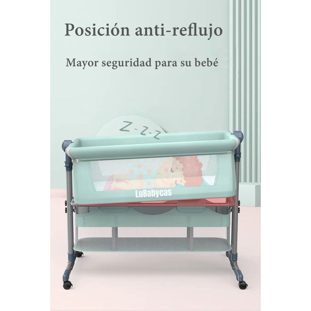 Cuna Colecho Beb&eacute; Con Mosquitero Verde Lubabycas image number 2.0