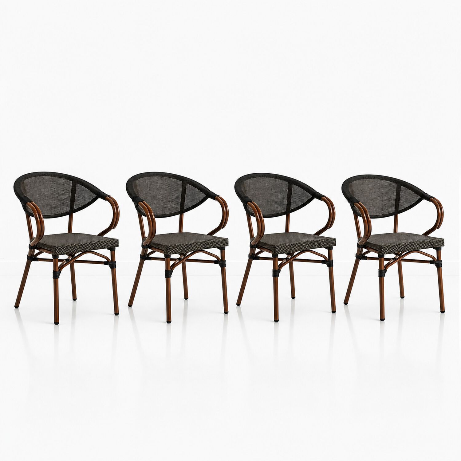 Pack De 4 Sillas Bistro Parisina Textileno Con Reposabrazos - Caf&eacute; Oscuro image number 0.0