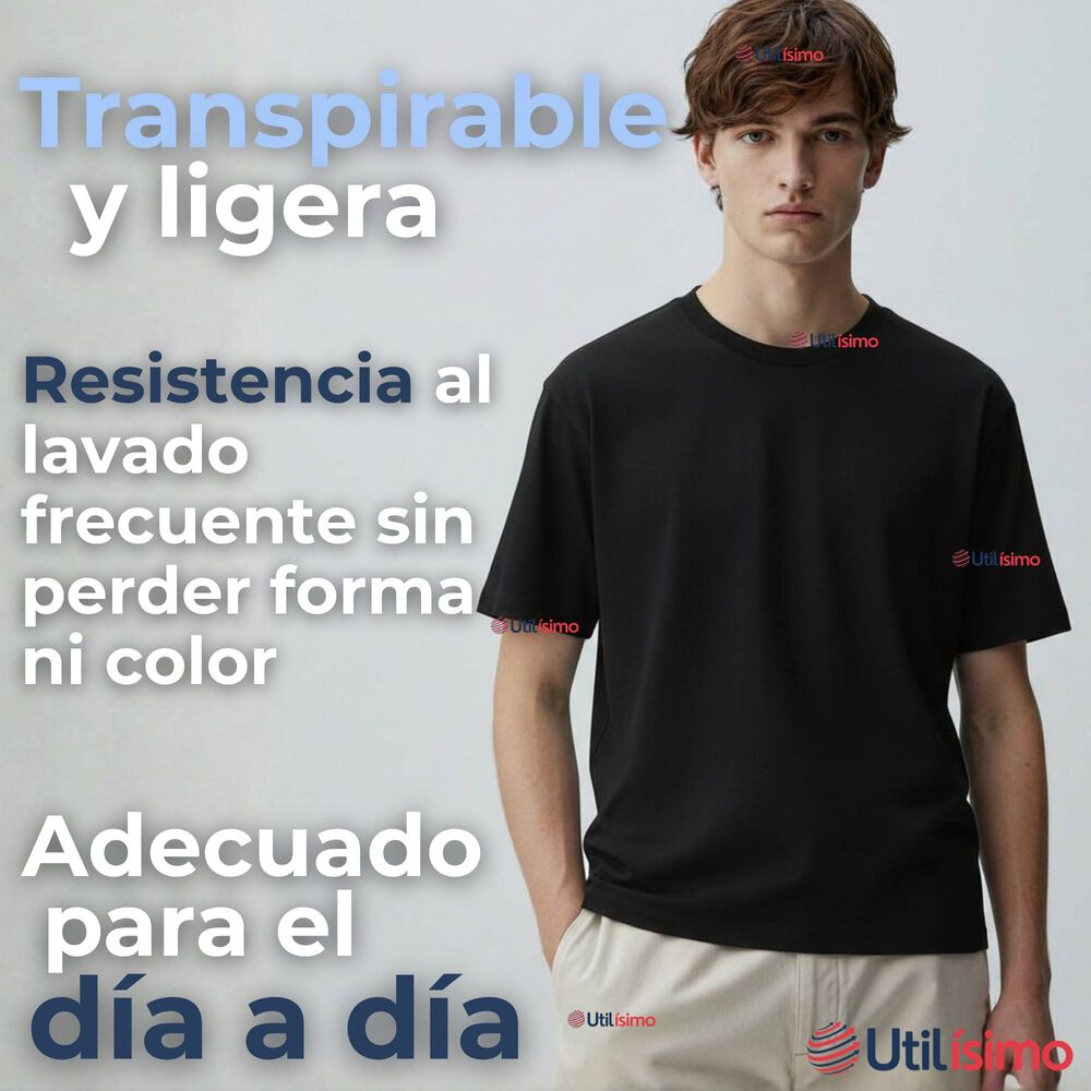 Polera Camiseta 100% Algodón Premium Manga Corta Básico Negro Hombre image number 5.0