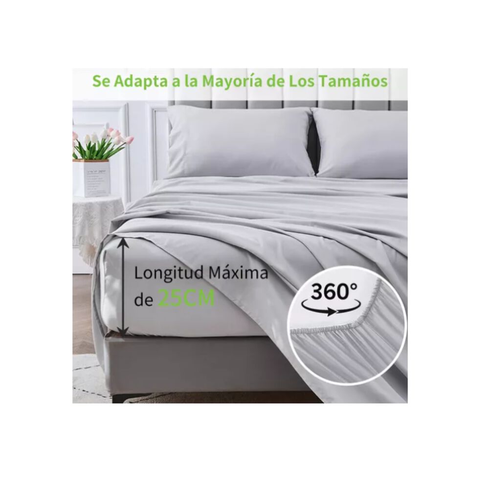 Juego De Sábana 200 Hilos 2 Plazas 4 Piezas Variedad Colores image number 16.0