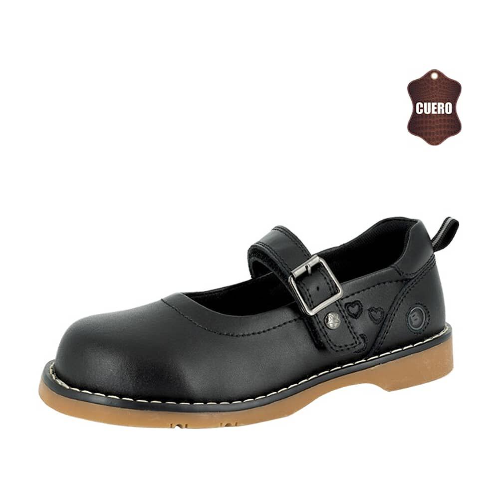 Zapato Escolar De Cuero Britton Negro Bamboo image number 0.0
