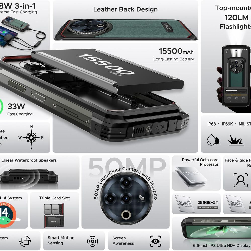 Doogee Fire 6 Power: Celular Rugged Android 14, 50mp, 15.50mah image number 2.0