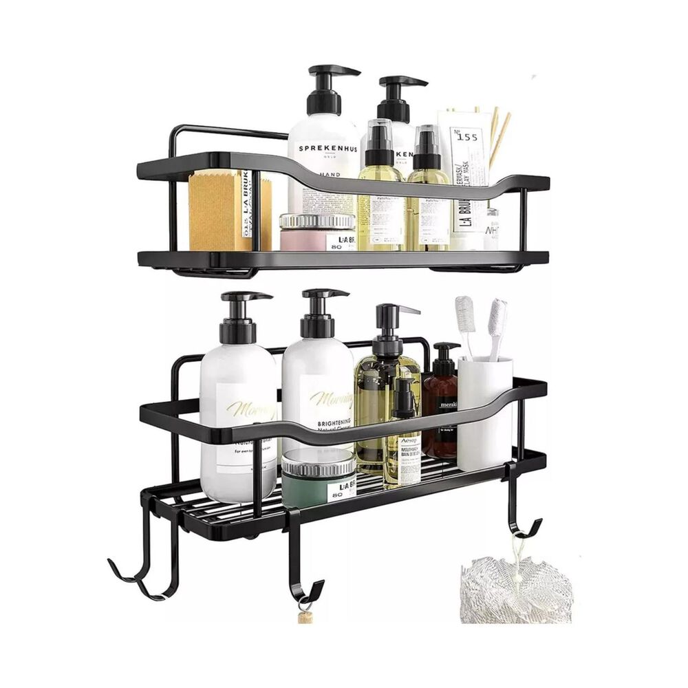 Organizador Ducha Baño Adhesivo 2 Repisas 13x31x7.5 Cm Negro image number 0.0