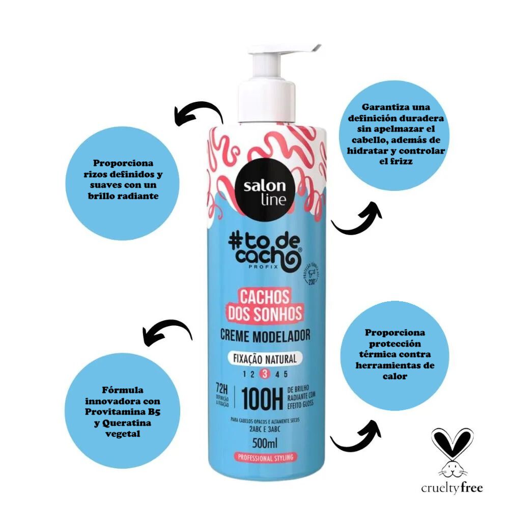 Crema Modeladora Cachos Dos Sonhos Fix Natural 500 Ml Salon Line image number 2.0