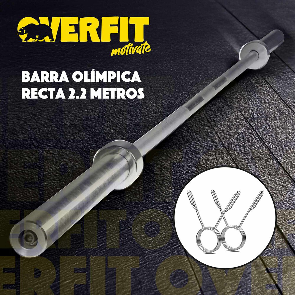 Barra Olimpica Recta Overfit 20kg 220cm Cromada Fitness image number 7.0