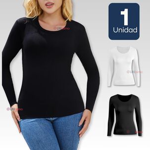 Camisetas Manga Larga Bamb&uacute; Mujer Primera Capa Blanco Negro