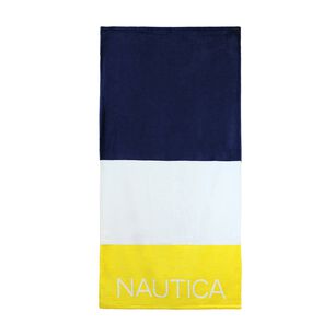 Toalla De Playa Nautica Home 100% Algod&oacute;n 160x80 Dise&ntilde;o Tricolor