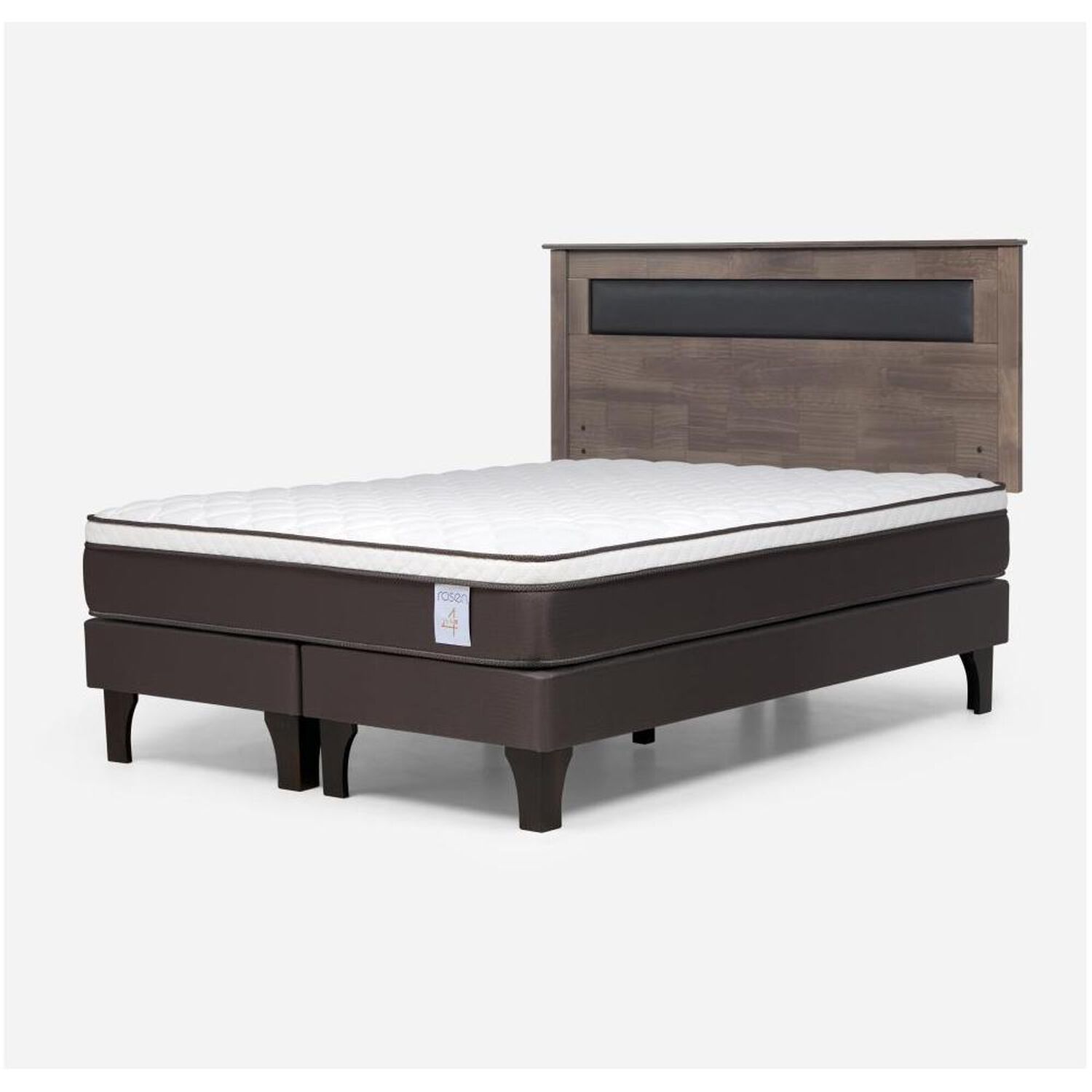 Cama Europea Rosen New Style 4 Plus / 2 Plazas / Base Dividida  + Respaldo Ferrara Gris image number 1.0