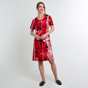 Vestido Full Print Manga Corta Cuello Redondo Mujer Lesage
