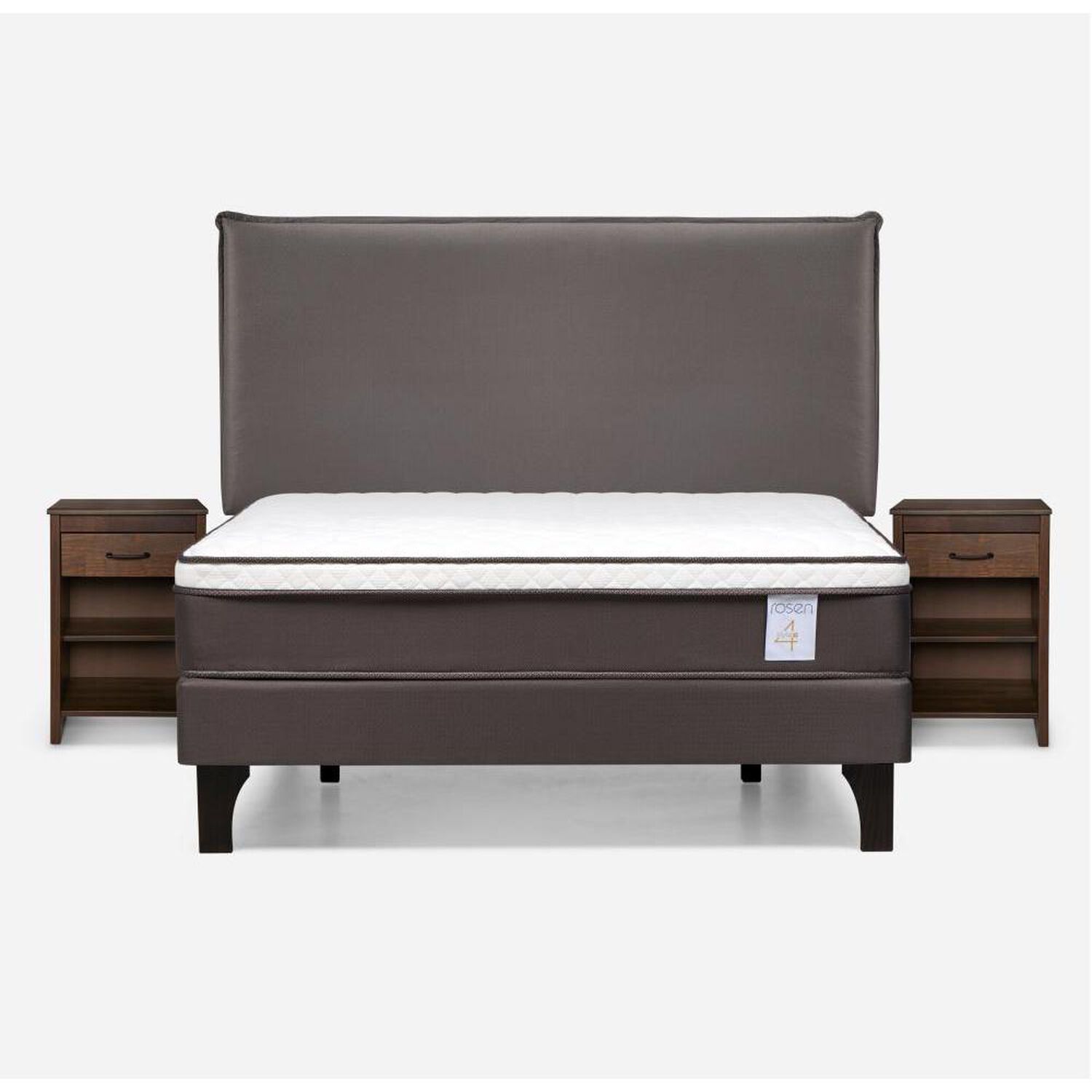 Cama Europea Rosen New Style 4 Plus / 2 Plazas / Base Normal  + Set Maderas Maurice Chocolate image number 0.0