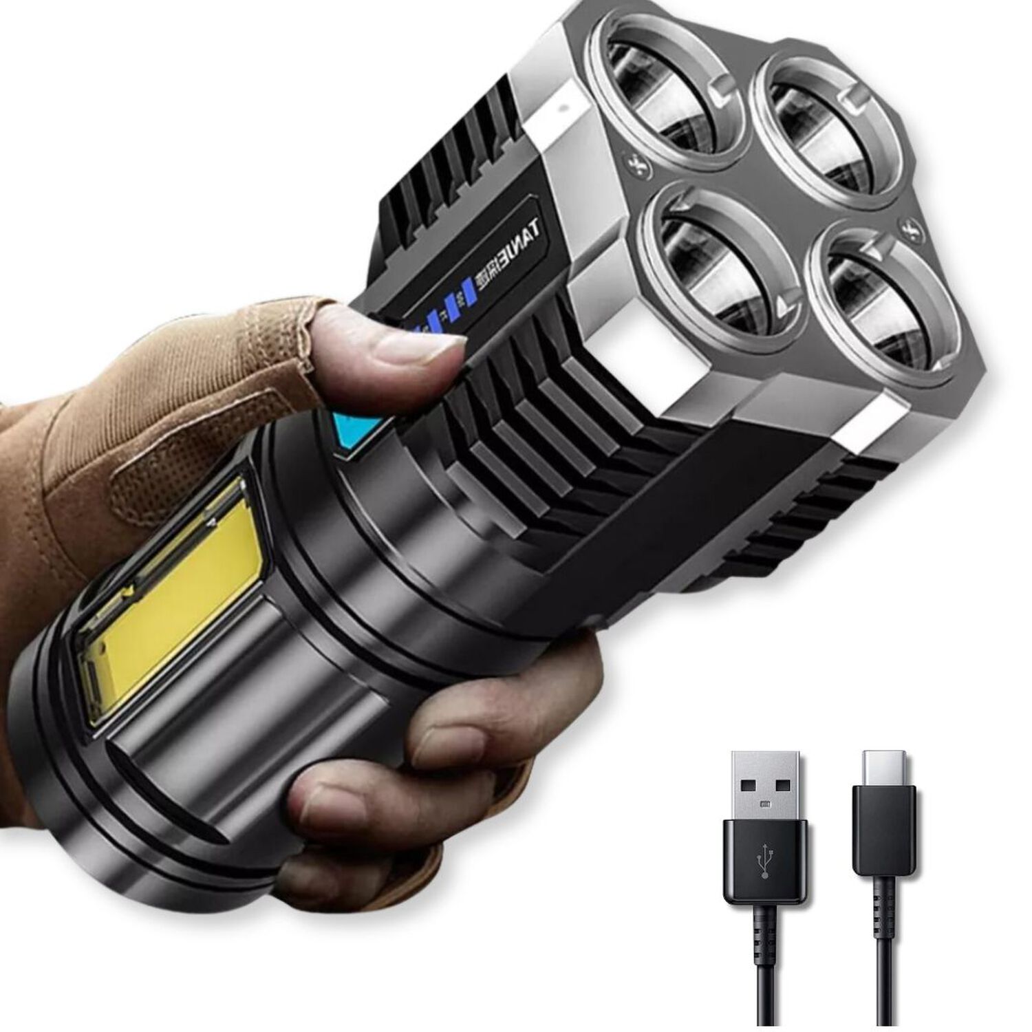 Linterna Led Usb Recargable Alto Alcance 330 Mts 4 Focos image number 0.0