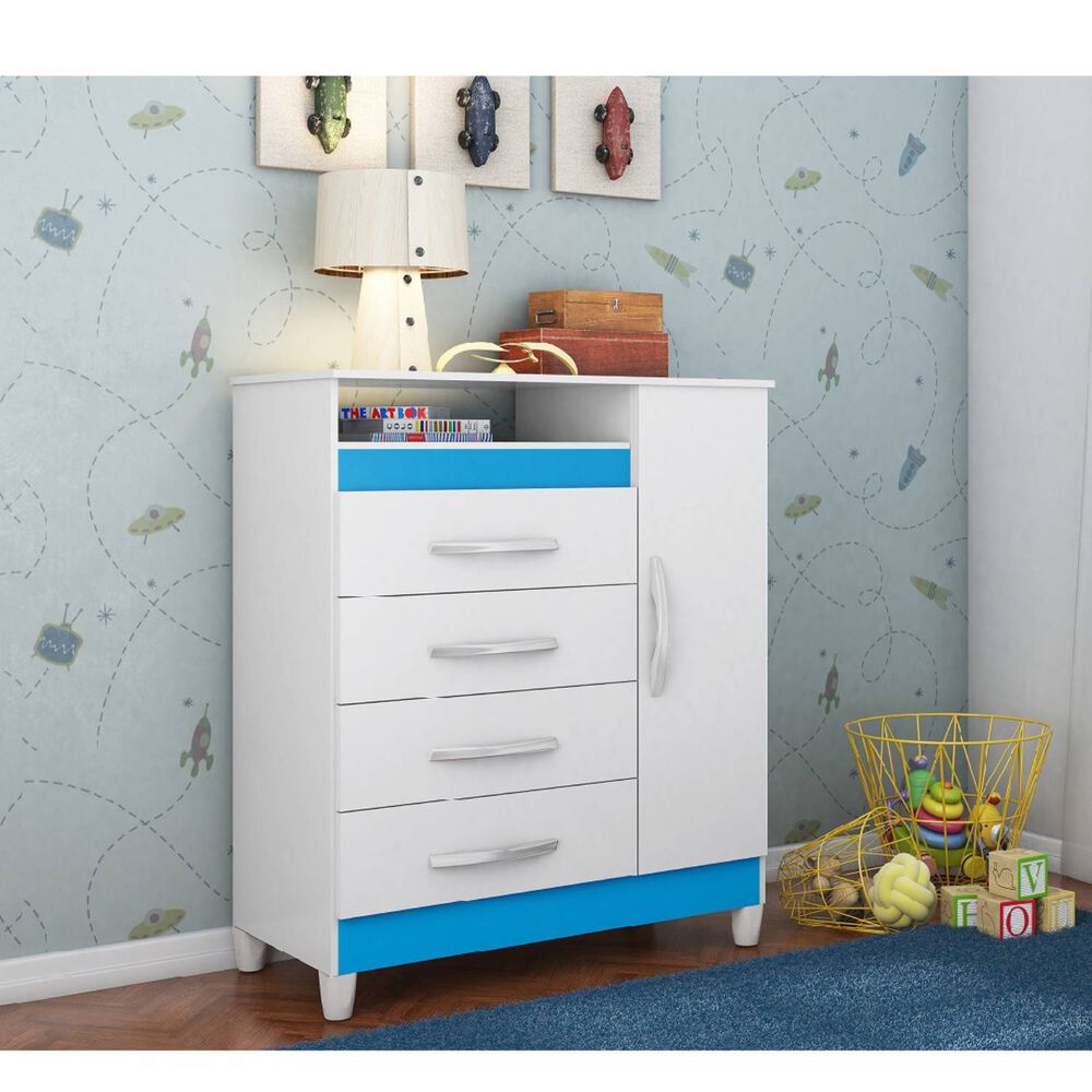 Comoda 4 Cajones 1 Puerta Turqueza Cuadraflex image number 3.0