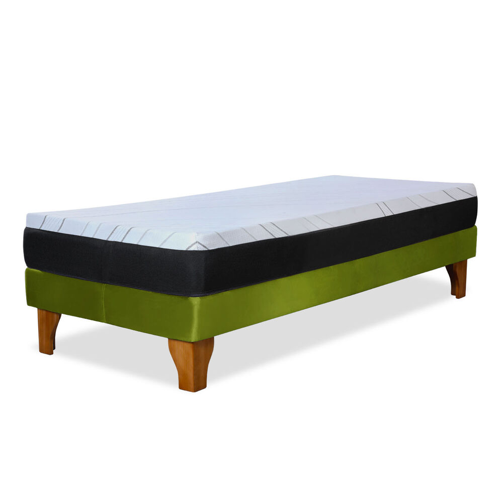 Cama Europea Zen Pro 1.5 Plazas Tela Velvet Pistacho image number 3.0