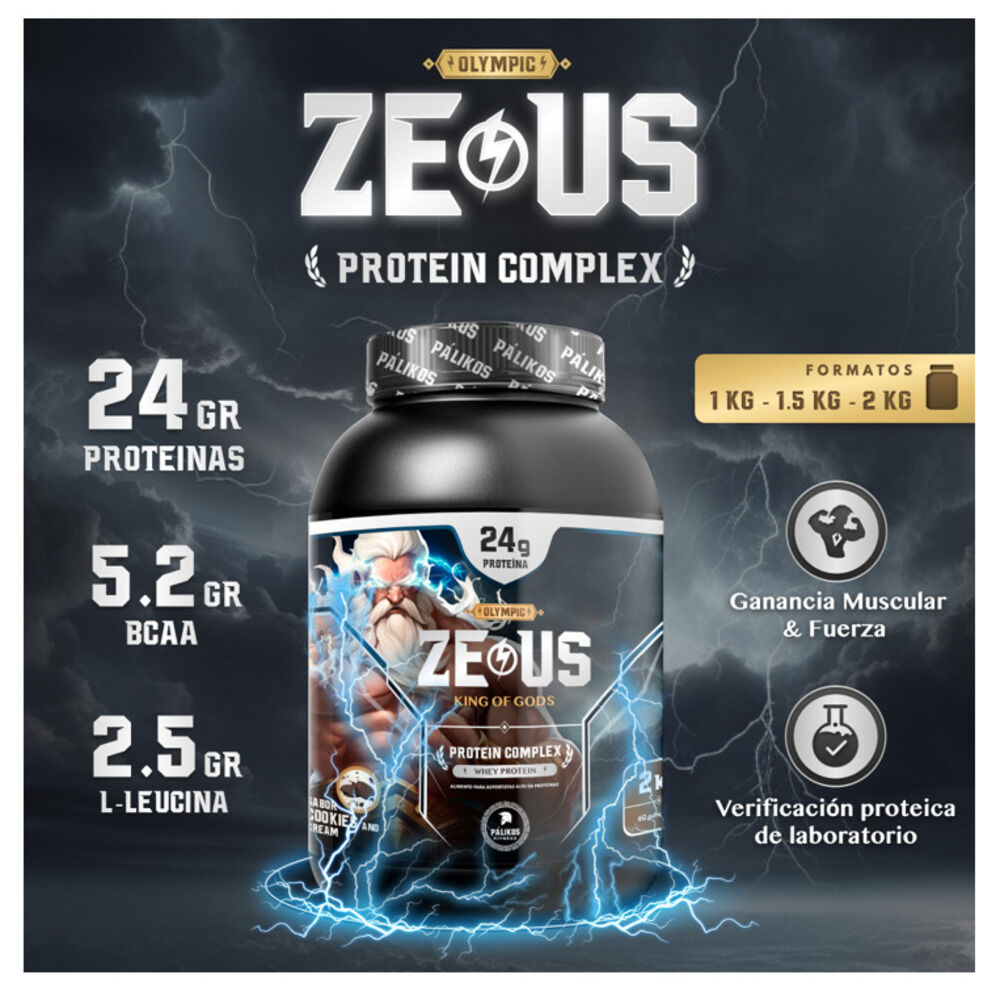 Proteina Zeus Complex 1kg (sabor Chocolate) + Creatina Apolo 300g + Minibottle image number 1.0