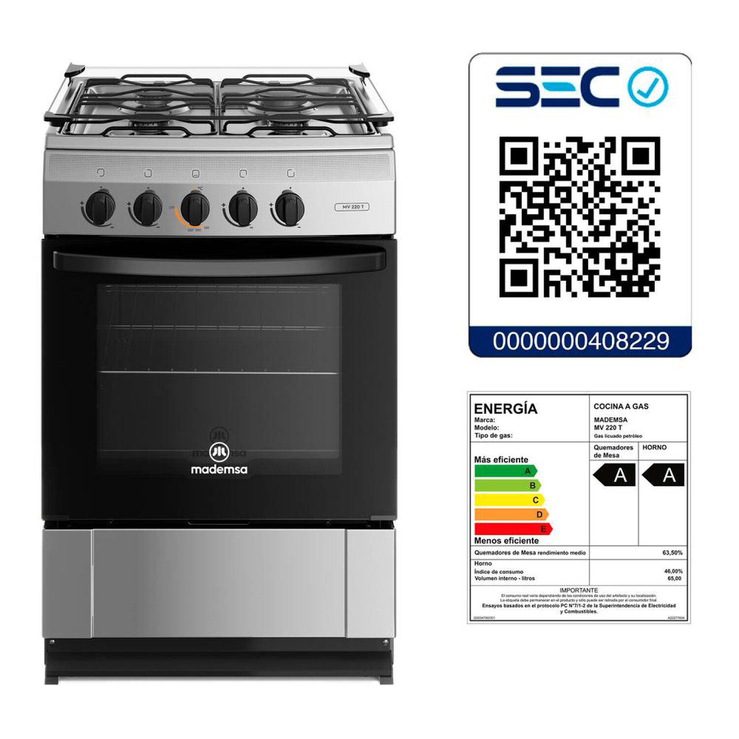 Cocina A Gas Mademsa MV 220 T / 4 Quemadores image number 8.0