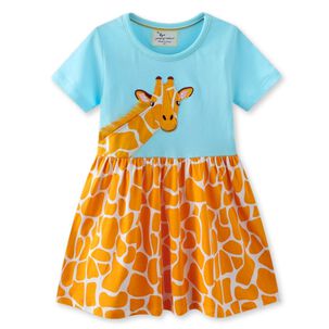 Vestido Manga Corta Ni&ntilde;a Estampado Safari 2 A 7 A&ntilde;os