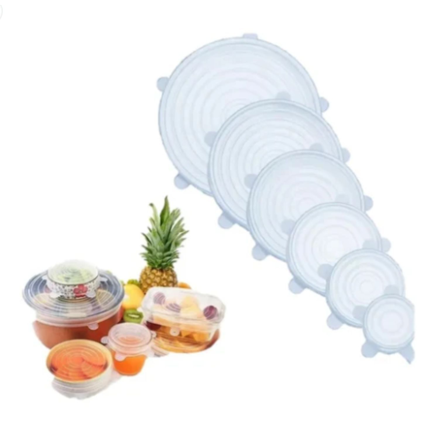Set 6 Tapas Silicona Adaptable Para Alimentos Reutilizables image number 1.0