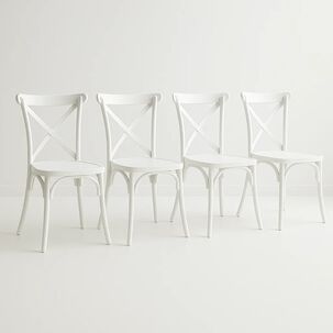 Pack 4 Sillas De Terraza O Comedor Crossback Danubio - Blancas