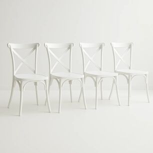 Pack 4 Sillas De Terraza O Comedor Crossback Danubio - Blancas