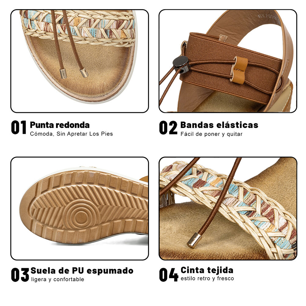 Sandalias Casuales Taco Cu&ntilde;a Mujer Weide Js02 image number 8.0